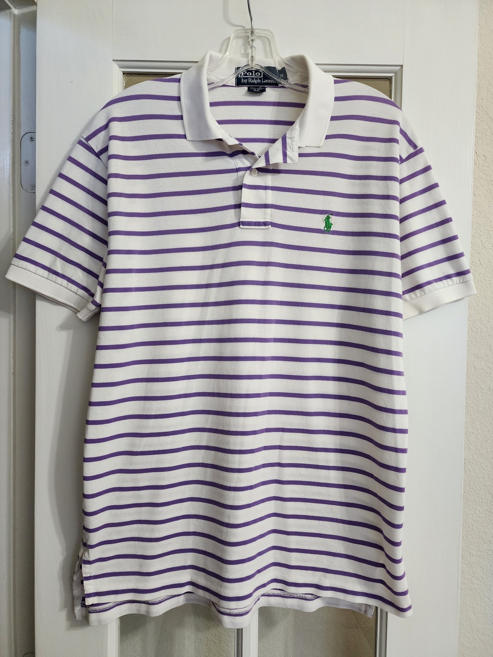 Polo Ralph Lauren Pima Cotton Purple Stripe Pony Polo Shirt Men's M